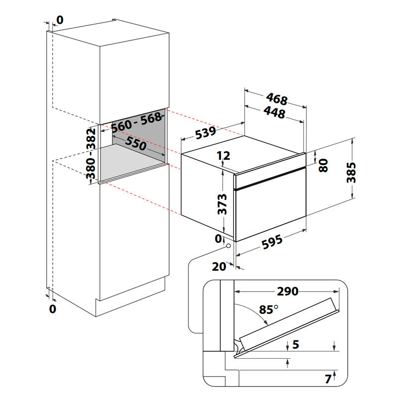 Microondas integrable Whirlpool WMD6O4TX – 31 L, 1000 W microondas, Grill 800 W
