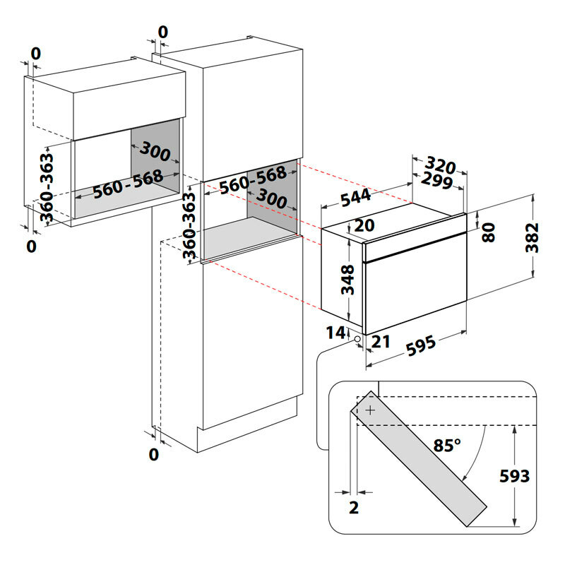 Microondas integrable Whirlpool WMN464BX – 22 L, Grill 700 W, Display LCD