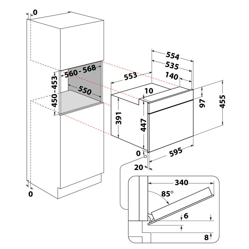 Microondas integrable Whirlpool WMW47HMX – 40 L, Convección 250°C, Función Crisp