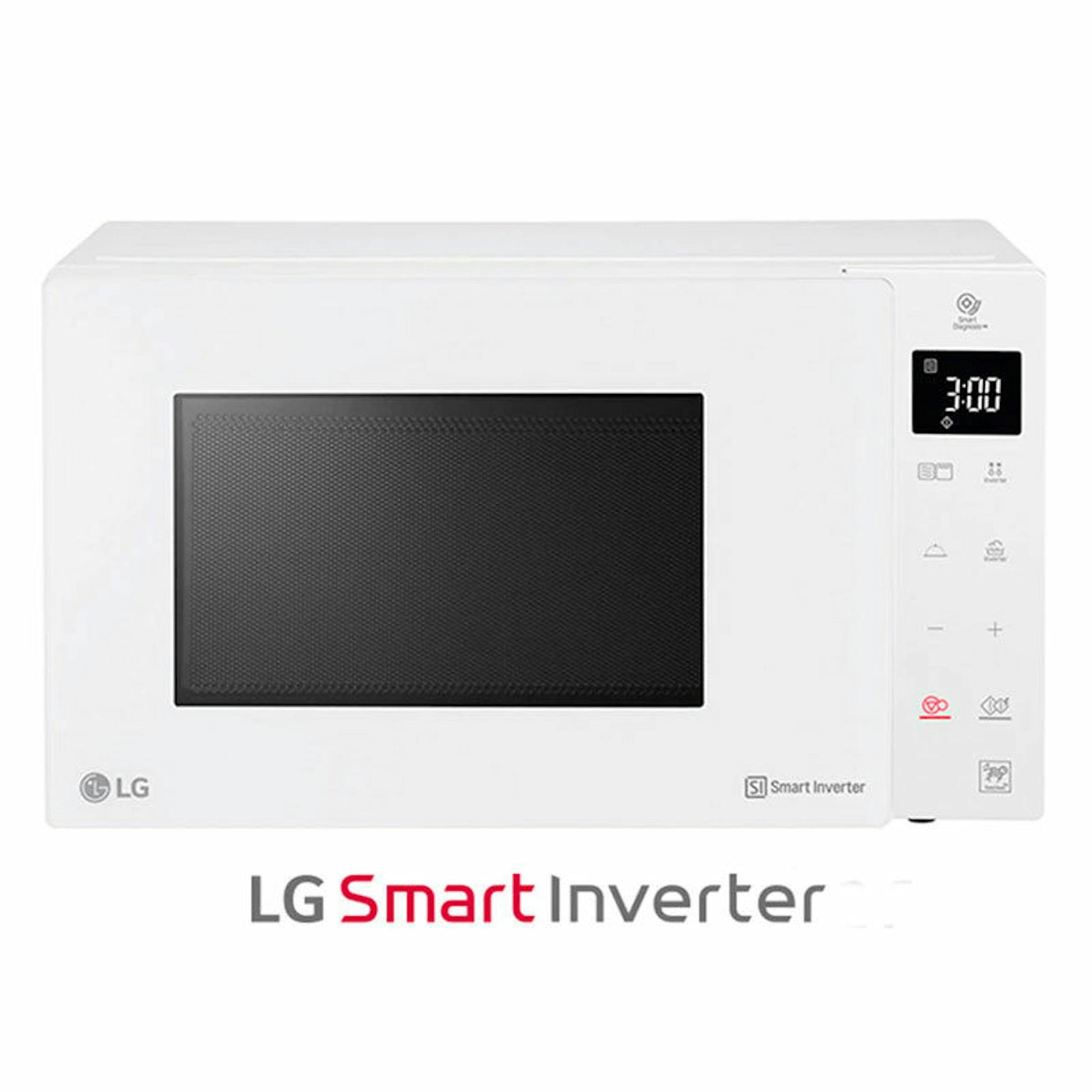 Microondas LG MH6535GDH blanco con display digital y puerta negra