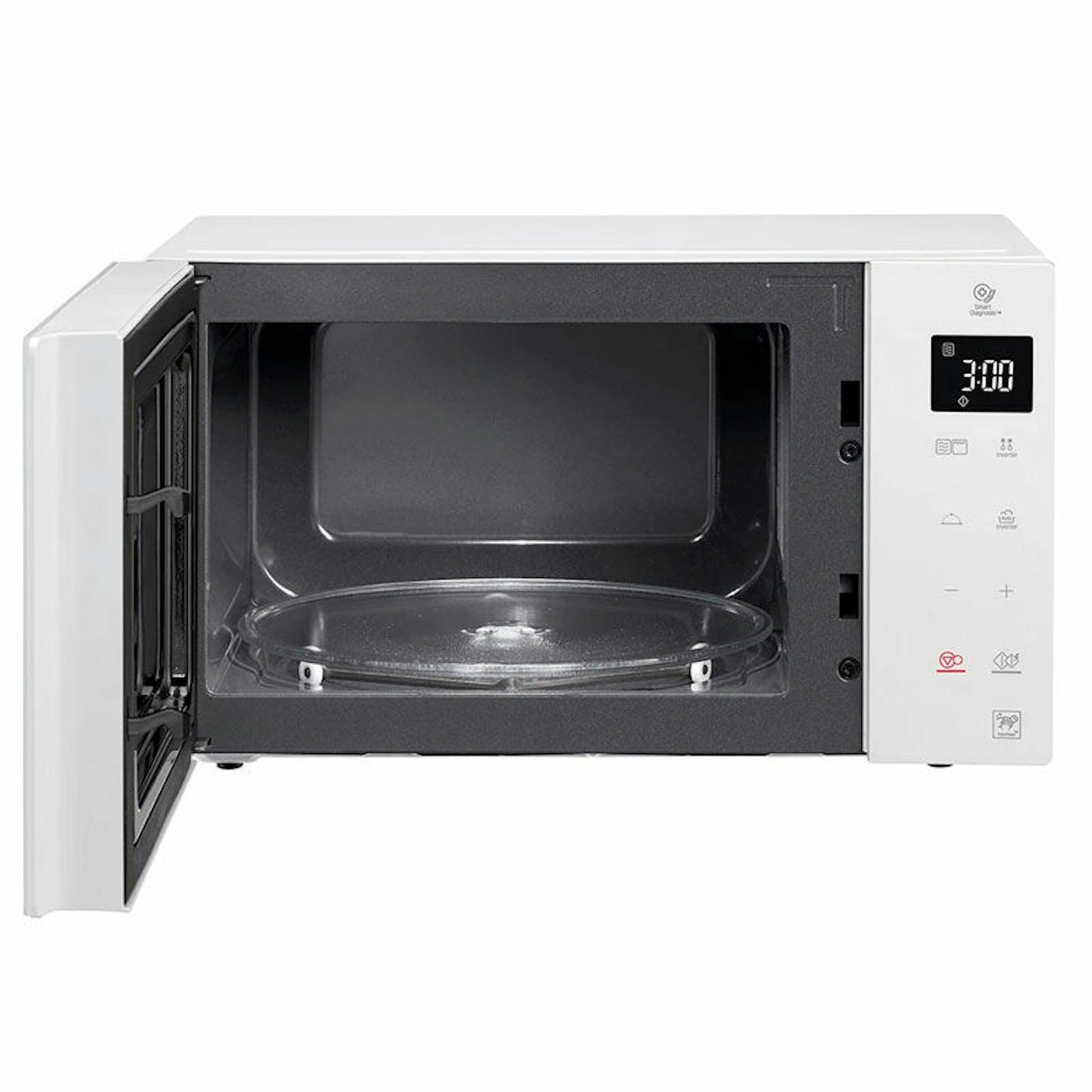 Microondas con grill LG MH6535GDH blanco con la puerta abierta