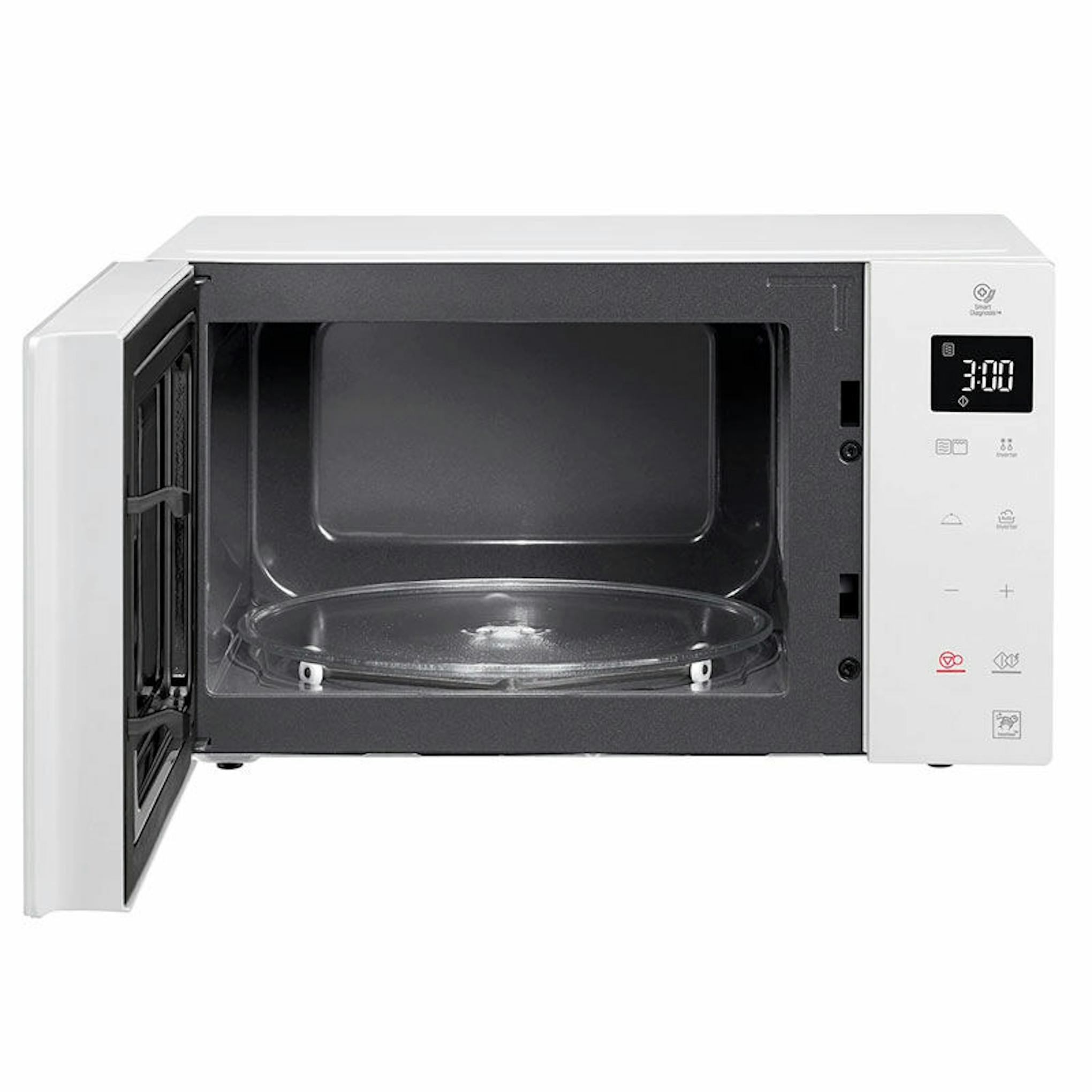 Microondas con grill LG MH6535GDH blanco con la puerta abierta