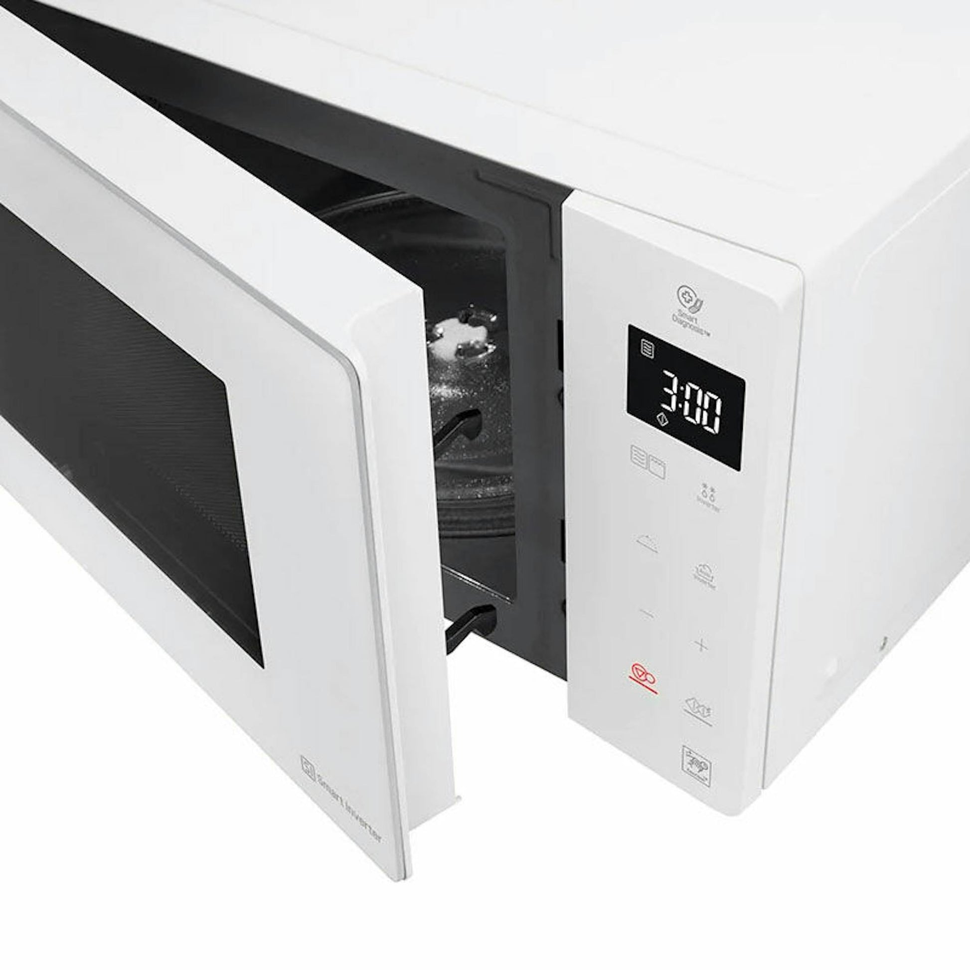 Microondas con grill LG MH6535GDH blanco con puerta abierta