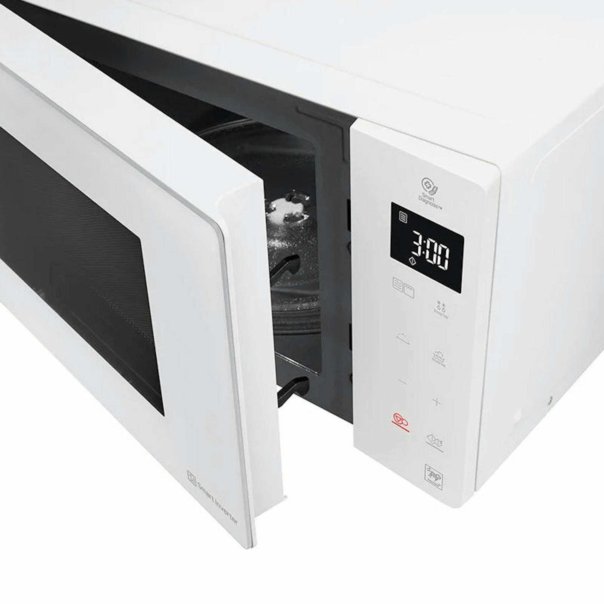 Microondas con grill LG MH6535GDH blanco con puerta abierta