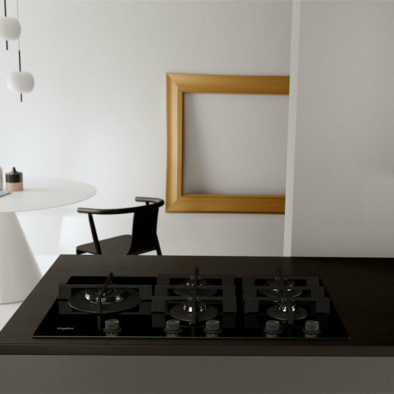 Placa de gas Whirlpool GOWL928/NB – 86 cm, 5 quemadores, doble corona 4 kW