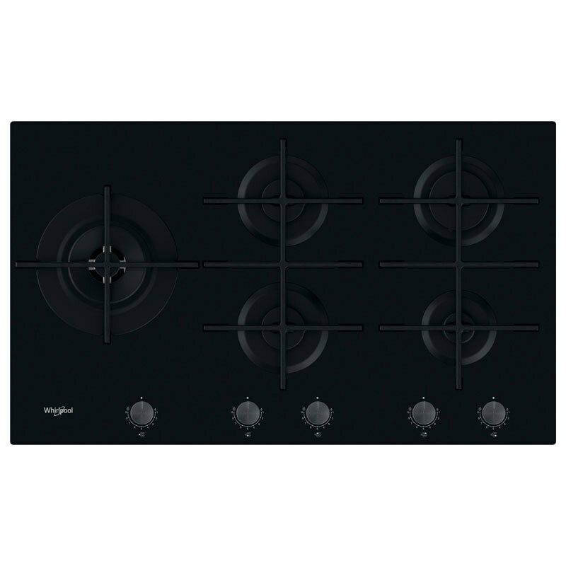 Placa de gas Whirlpool GOWL928/NB – 86 cm, 5 quemadores, doble corona 4 kW