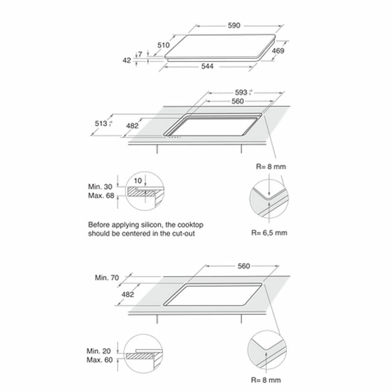 Placa de gas Whirlpool GOB 616/NB – 60 cm, Cristal negro, 4 quemadores