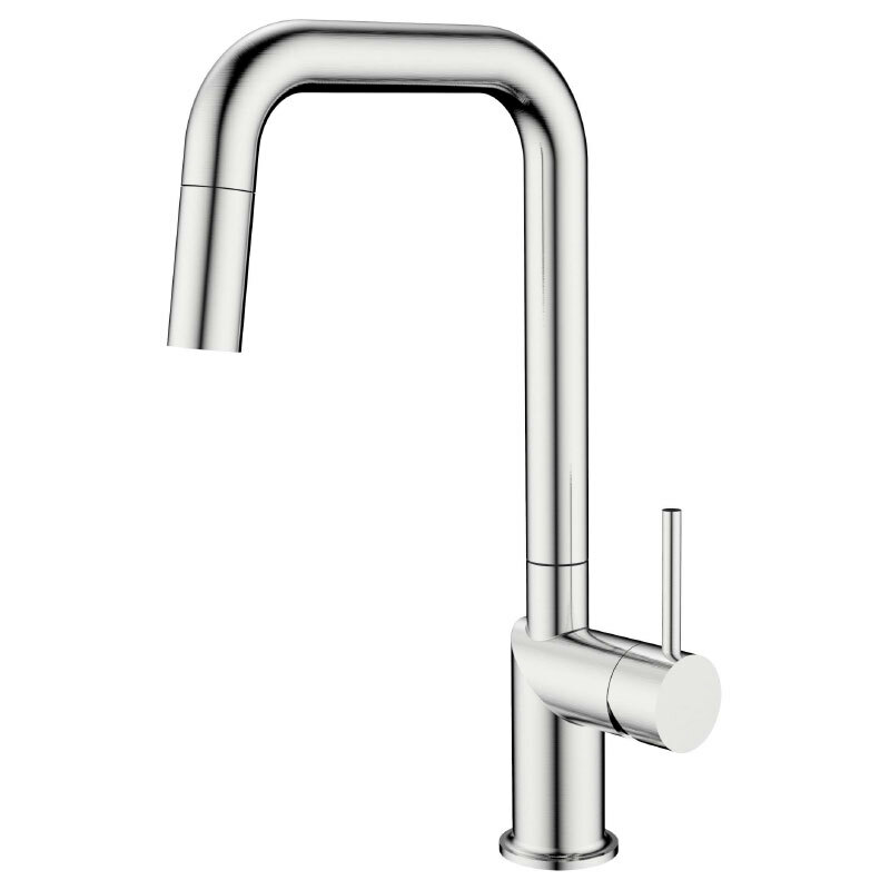 Grifo de cocina Poalgi GCE039/NQ – Níquel cepillado, Caño alto extraíble, Ahorro de agua