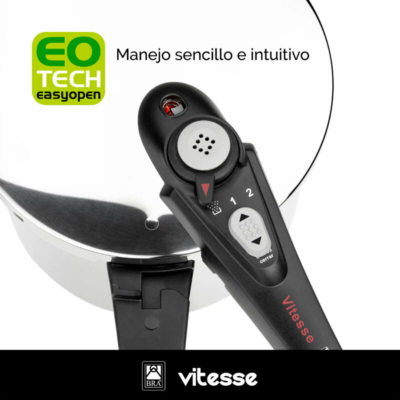 Olla rápida BRA Vitesse (A185102) – 6 L, Acero inoxidable 18/10, Inducción