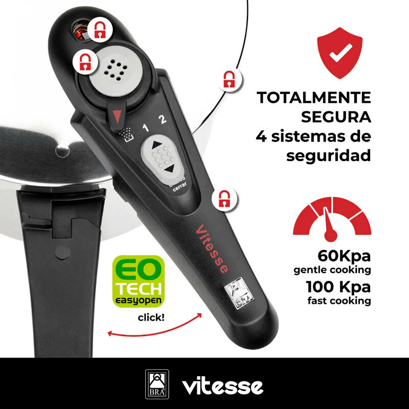Olla rápida BRA Vitesse (A185102) – 6 L, Acero inoxidable 18/10, Inducción