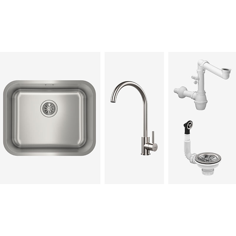 Pack fregadero y grifo Teka BET 50.40 Plus Tekaway + UNI 9310 – acero inox, 1 cubeta, encastre/enrasado