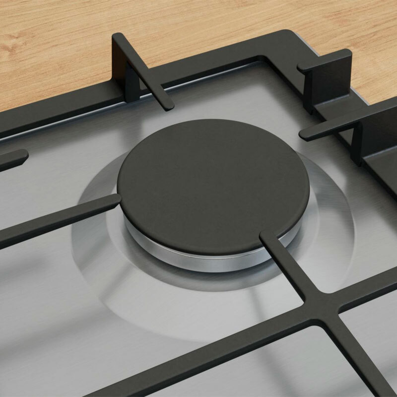 Placa de gas 60 cm Bosch PCC6A5I90 – 3 zonas, FlameSelect 9 niveles, GasStop