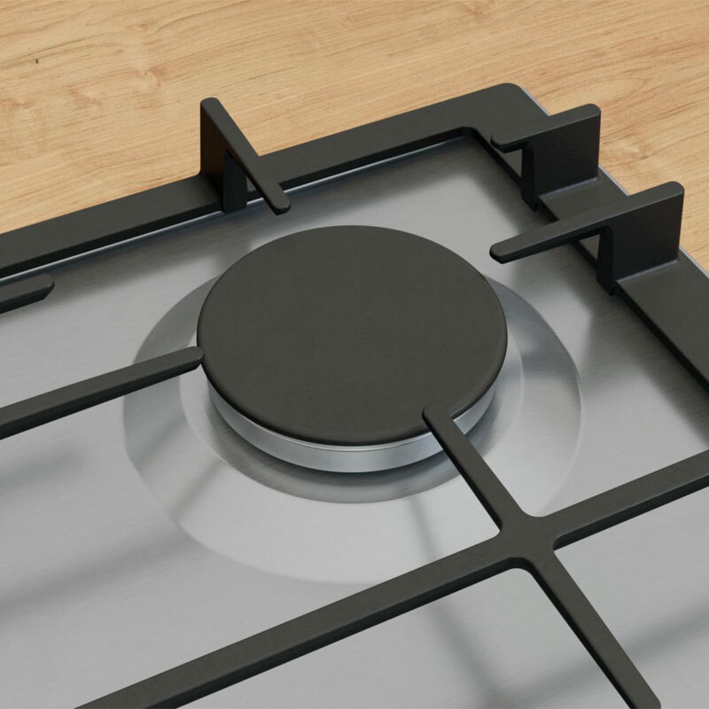 Placa de gas encastrable Bosch PCR9A5I90 – 90 cm Inox, 5 quemadores (wok), FlameSelect 9 niveles