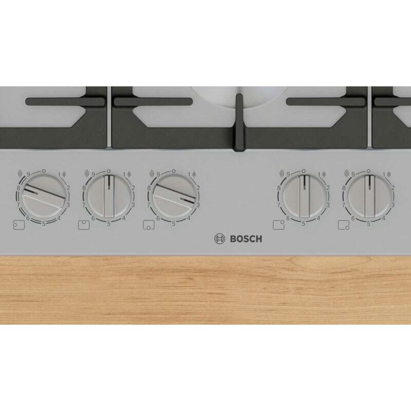 Placa de gas Bosch PCS7A5I90 – 75 cm Inox, 5 quemadores, FlameSelect 9 niveles