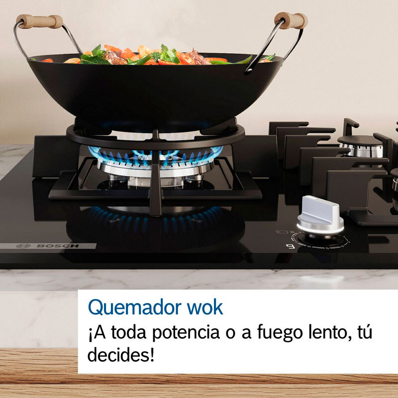 Placa de gas Bosch PGC6B5K90 – 3 quemadores, acero inoxidable, GasStop