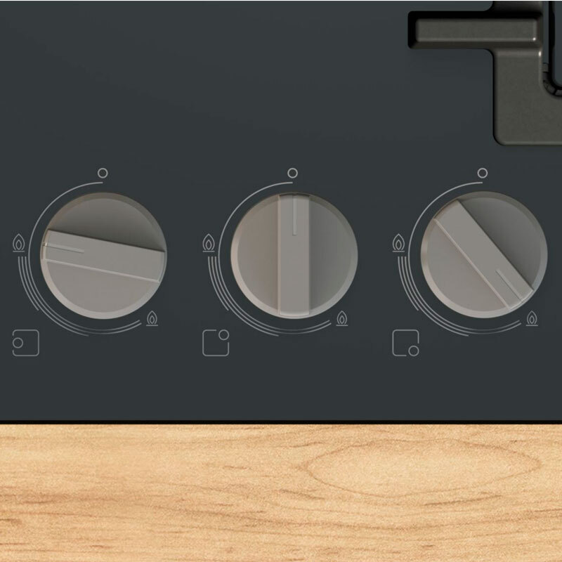 Placa de gas Bosch PNP6B6K40 – Cristal templado negro, 4 quemadores 7,5 kW, GasStop