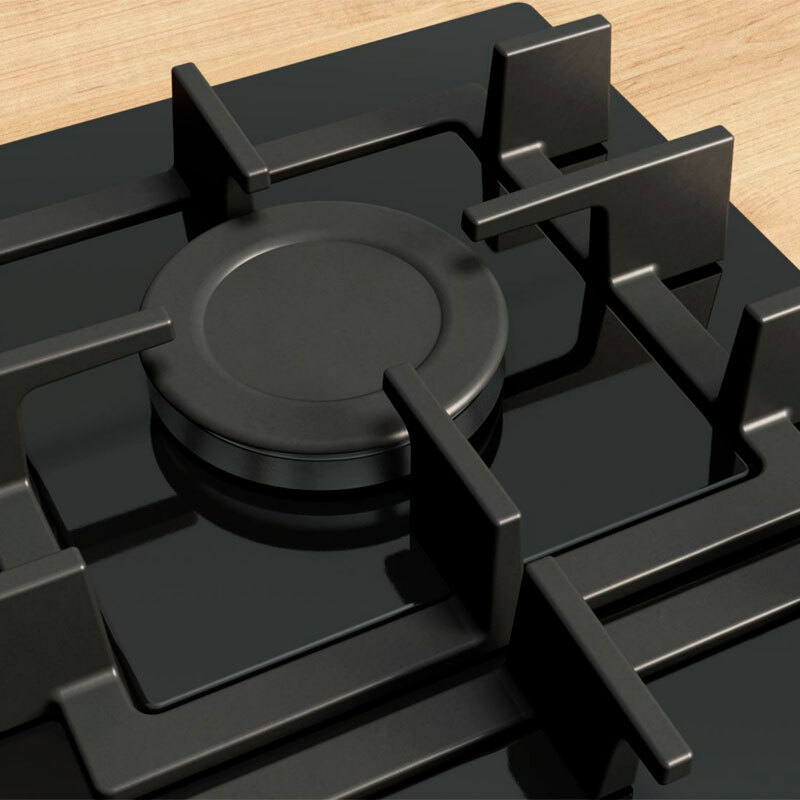 Placa de gas Bosch PNP6B6K40 – Cristal templado negro, 4 quemadores 7,5 kW, GasStop