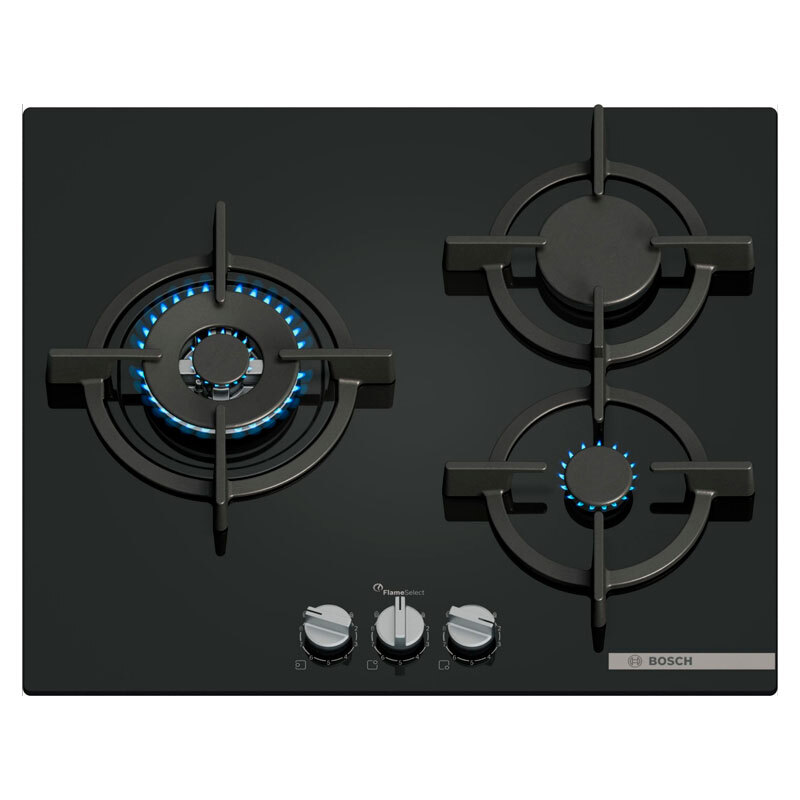 Placa de gas 60 cm Bosch PPC6A6I10 – Cristal templado, FlameSelect 9 niveles, GasStop