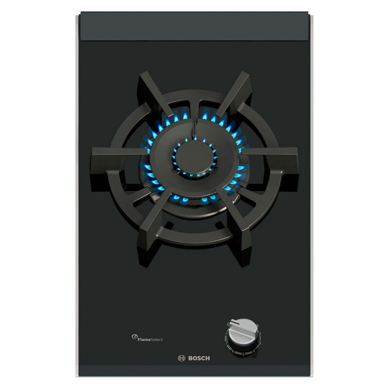 Placa dominó gas Bosch PRA3A6I10 – Vitrocerámica negra, FlameSelect 9 niveles, GasStop seguridad