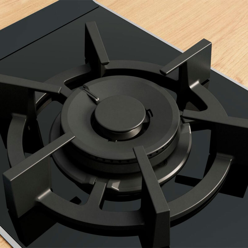 Placa dominó gas Bosch PRA3A6I10 – Vitrocerámica negra, FlameSelect 9 niveles, GasStop seguridad