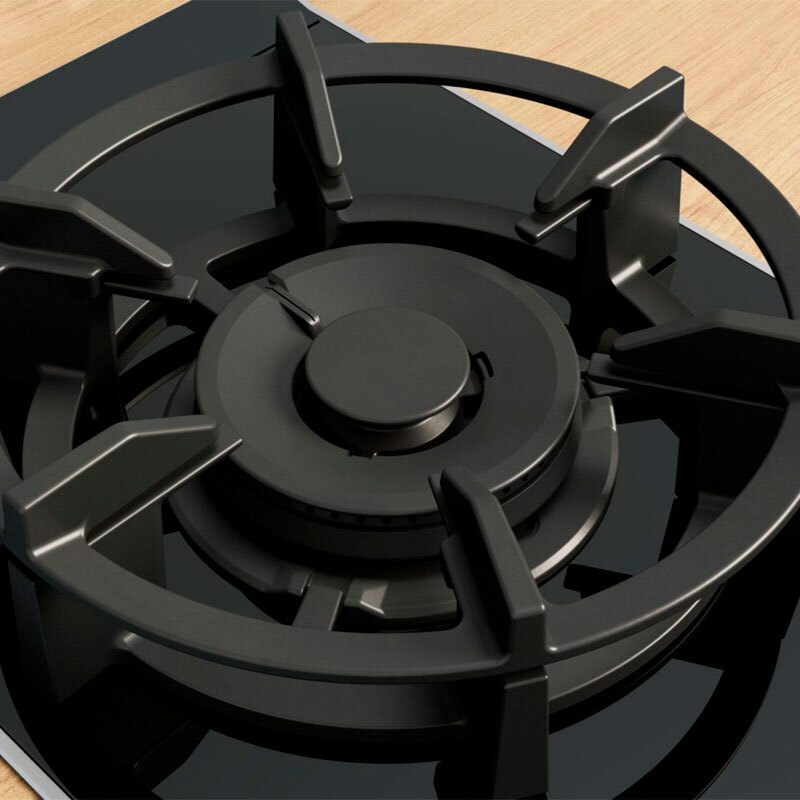 Placa dominó gas Bosch PRA3A6I10 – Vitrocerámica negra, FlameSelect 9 niveles, GasStop seguridad