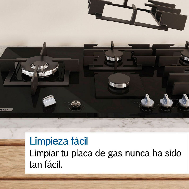 Placa de gas encastrable Bosch PRB3A6I40 – 30 cm, 2 fuegos, GasStop