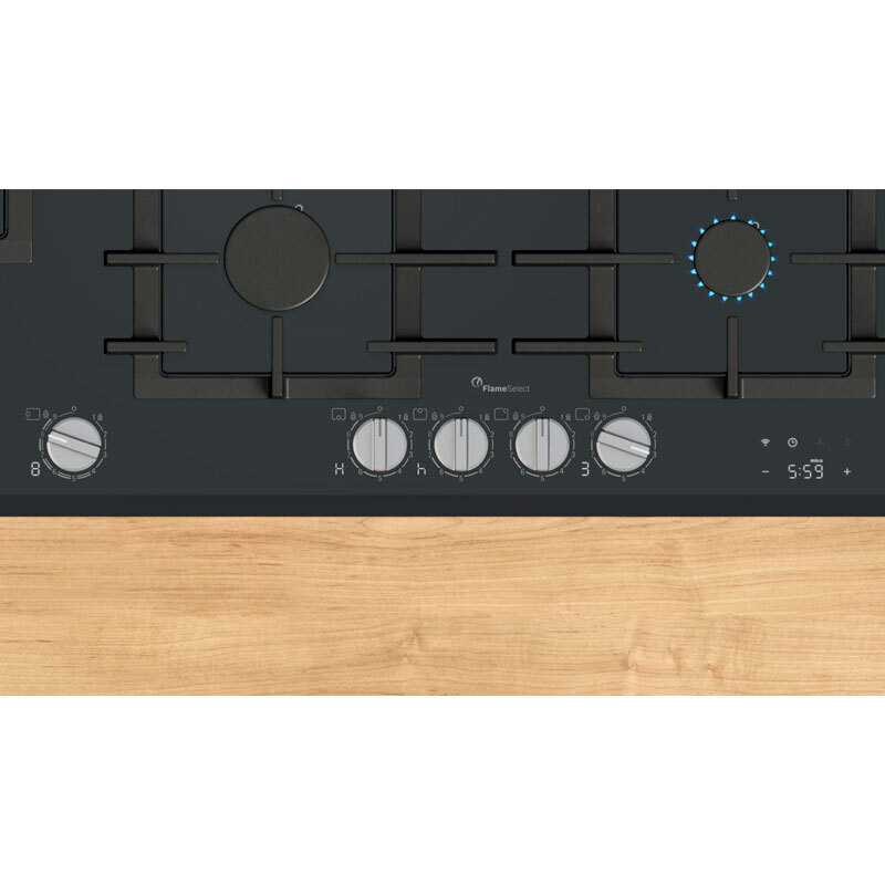 Placa de gas 90 cm Bosch PRS9A6H40 – Cristal templado, 5 quemadores, FlameSelect 9 niveles