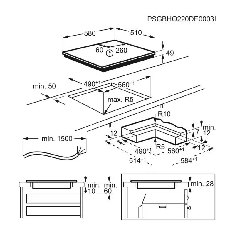 Placa de inducción AEG TI63IQ10IZ – 3 zonas 28/21 cm, Cristal SaphirMatt, SenseBoil & PowerBoost