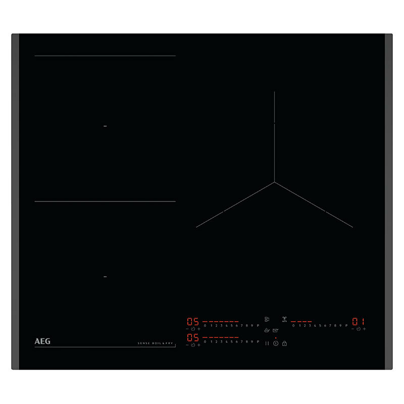 Placa de inducción AEG TI63IQ3BFB – 3 zonas (28 cm), Zona flexible (Bridge), SenseBoil & Fry