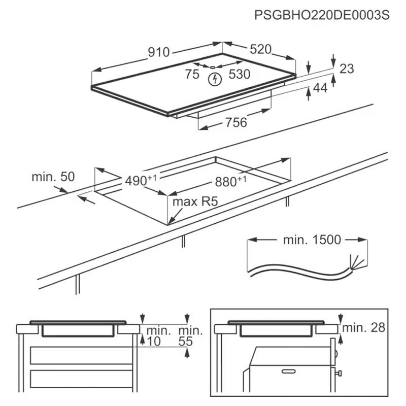 Placa de inducción AEG TK95IN00FB – 91 cm, 5 zonas MultiBridge, PowerBoost