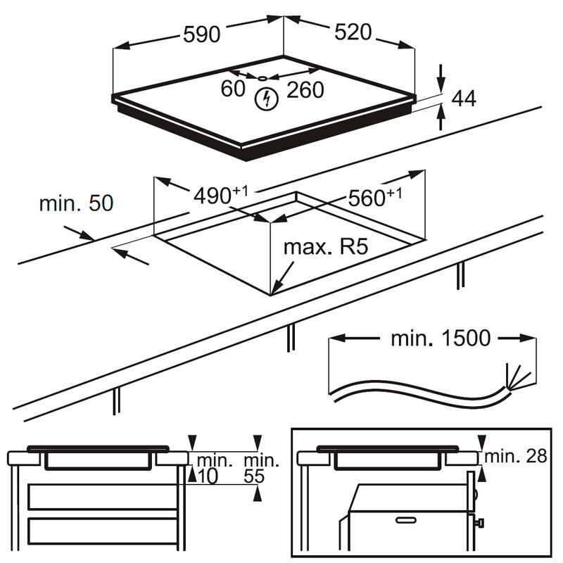 Placa de inducción AEG TN63IP0BFB – 60 cm, 3 zonas, PowerBoost