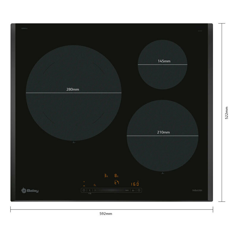 Placa de inducción Balay 3EB965LH – 3 zonas, Zona 28 cm, Home Connect