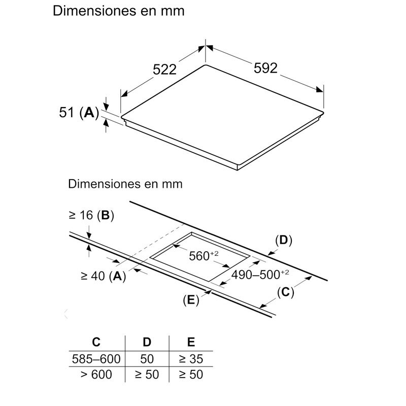 Placa de inducción Balay 3EB965MH – Cristal negro sin marco, Zona gigante 28 cm, Conectividad Home Connect
