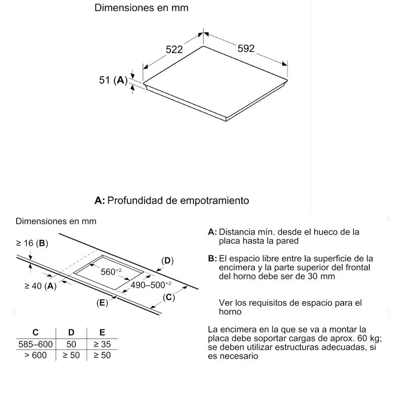 Placa de inducción Bosch PIE631HC1E – 4 zonas, 7400 W PowerBoost, Home Connect