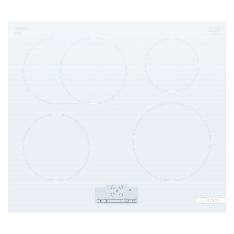 Placa de inducción Bosch PIF612BB1E – 4 zonas (zona triple Maxx), Vitrocerámica blanca, 7.400 W
