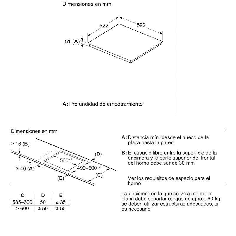 Placa de inducción Bosch PIX631HC1E – 60 cm, Zona Flex, Control táctil