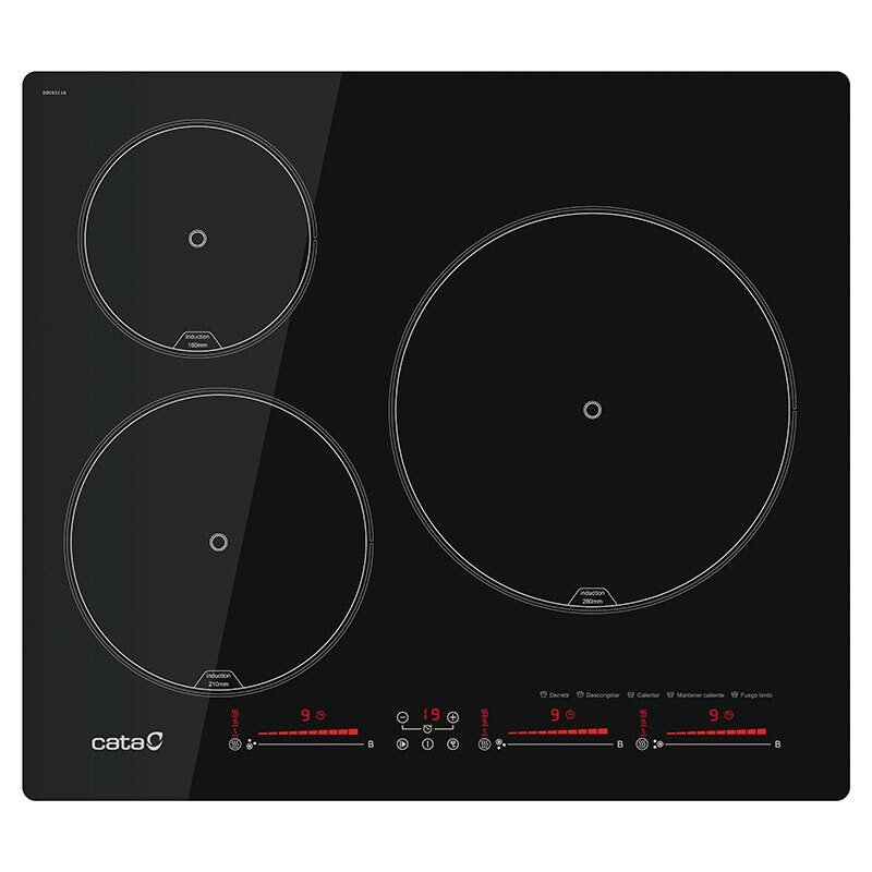 Placa de inducción Cata IB 6303E2 BK – 59 cm, 3 zonas, función Booster