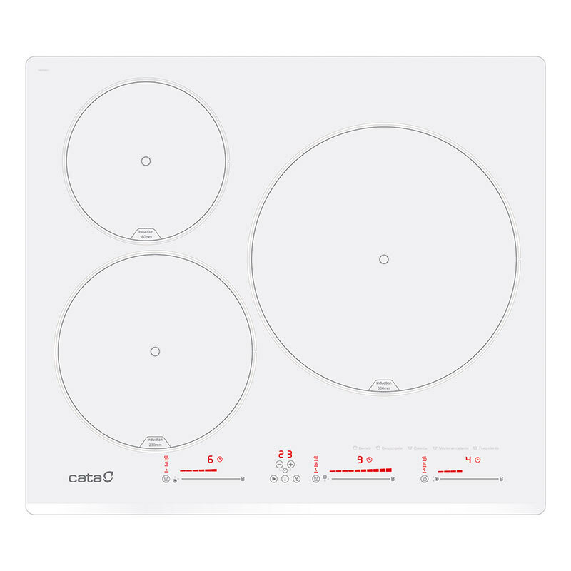 Placa de inducción Cata INSB6003E2WH – 3 zonas, Booster, Control táctil