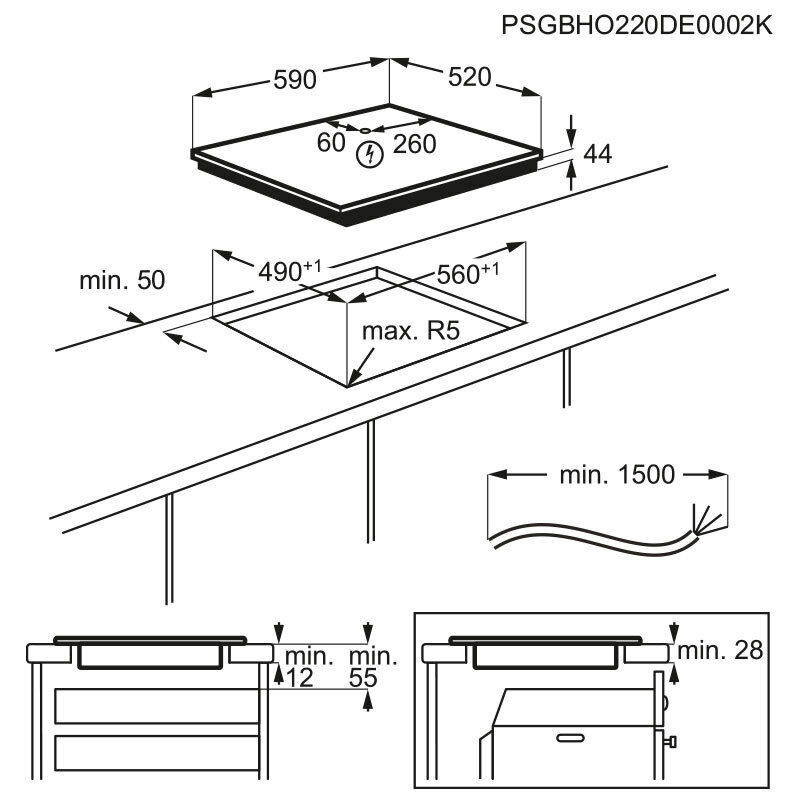 Placa de inducción Electrolux LIS62341 – Flex inducción, 7350 W, Touch Slider