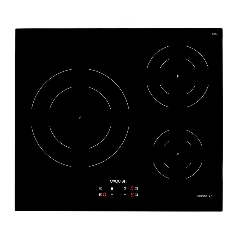 Placa de inducción Exquisit EKI 630 – 3 zonas, Paellera 28 cm, PowerBooster