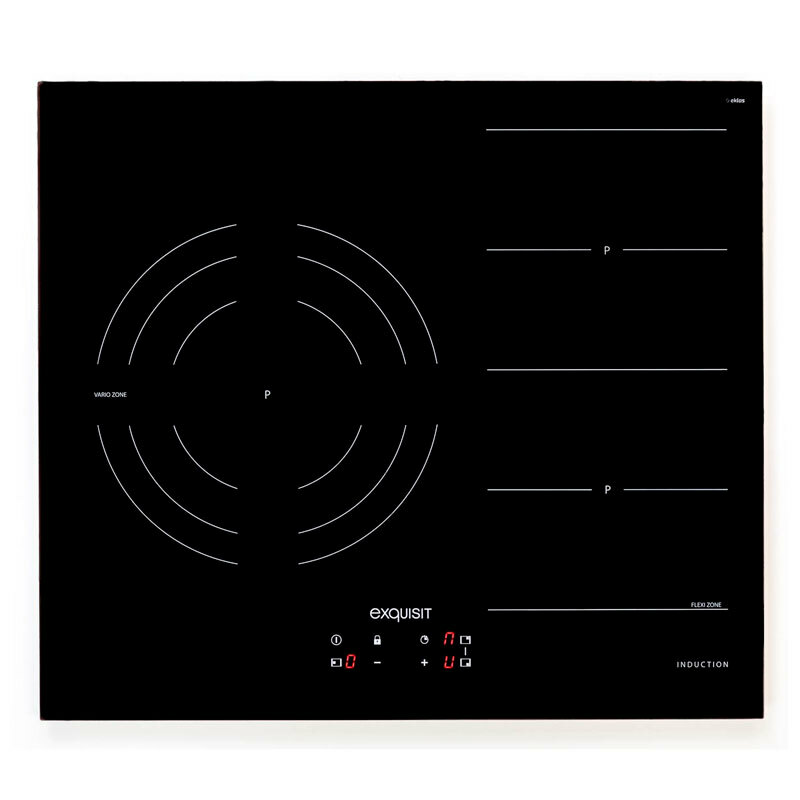 Placa de inducción 60 cm Exquisit EKI 653F – 3 zonas Flex, PowerBooster, Cristal negro