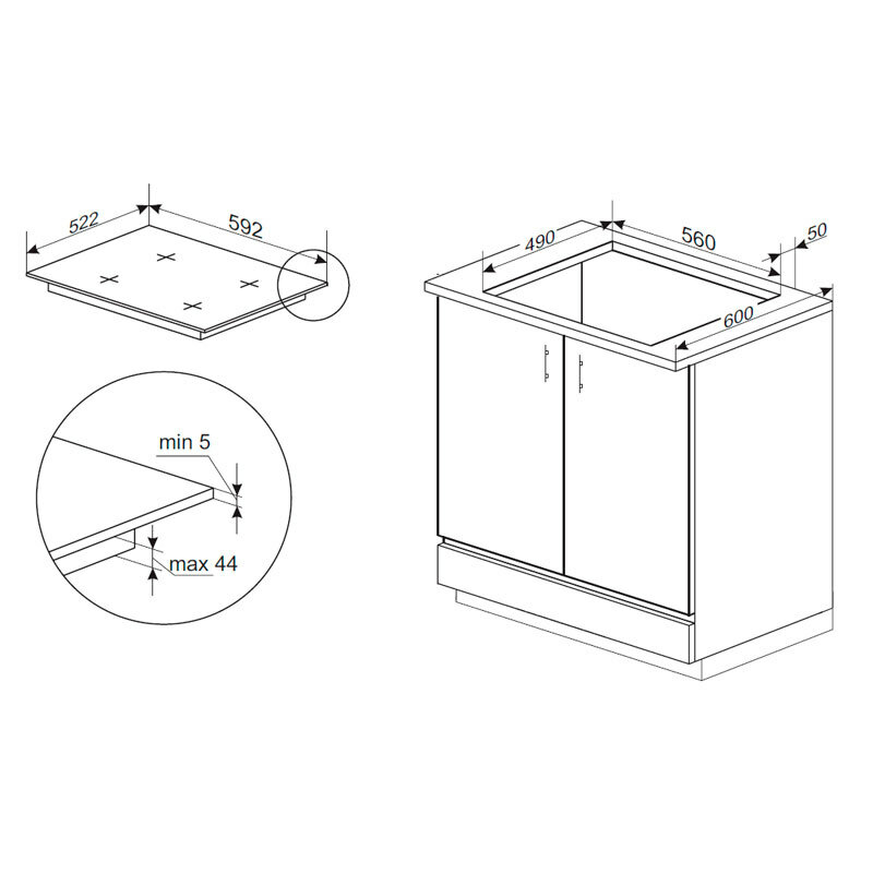 Placa de inducción Fagor 4IF-30B3S – 3 zonas, 7.350 W, Función Booster