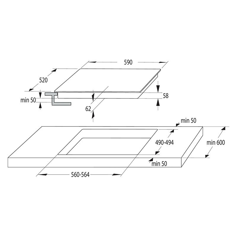Placa de inducción Hisense HI6311BSCE – Zona flexible 29 cm, Booster 7200 W, Control táctil