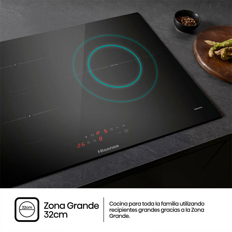 Placa de inducción Hisense HI6321BSCE – 59 cm, 3 zonas (32 cm flexible), 7.100 W PowerBoost