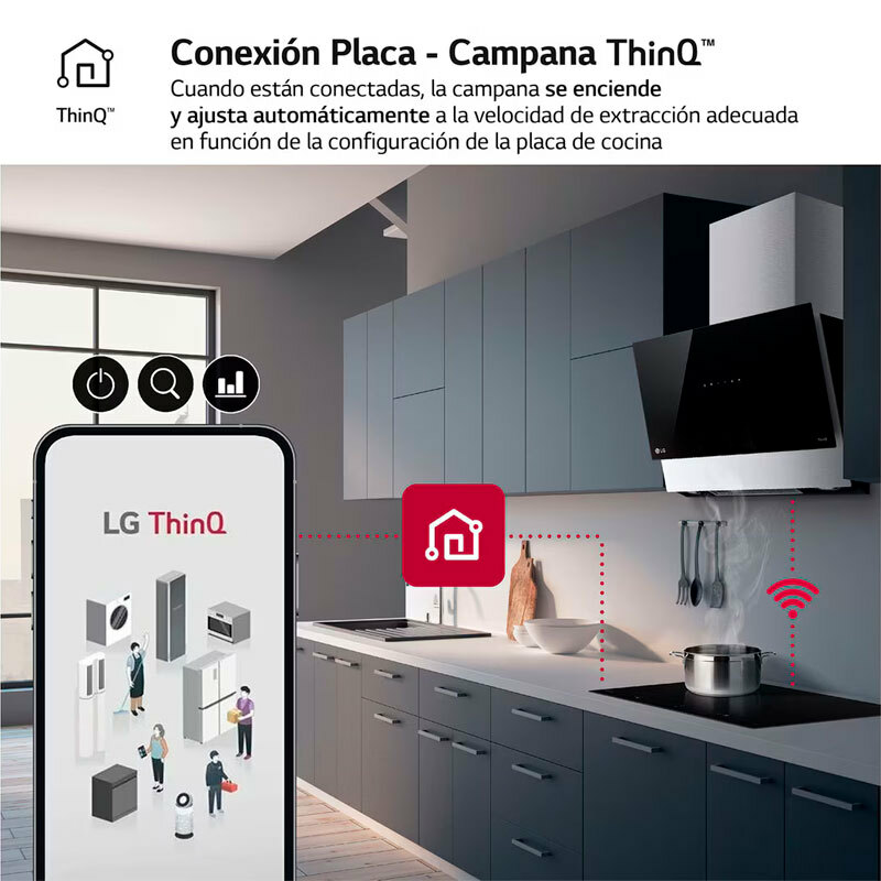 Placa de inducción LG CI5Z2420BN – Zona Flex 28 cm, Wi‑Fi ThinQ, 7.400 W
