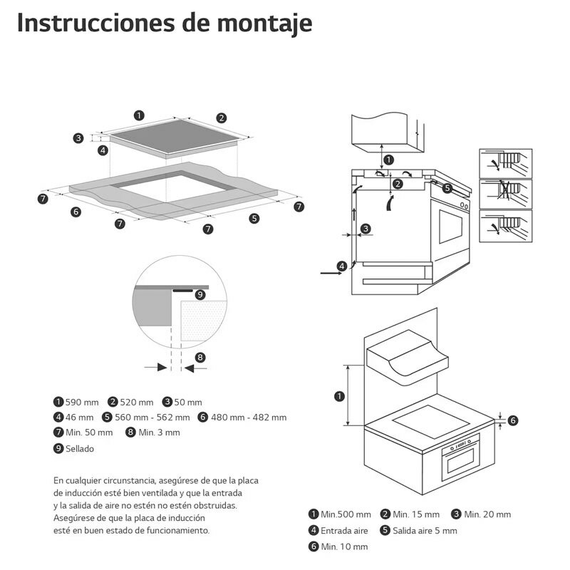 Placa de inducción LG CI5Z2421BN – 3 zonas, zona gigante 32 cm, 7,4 kW Boost