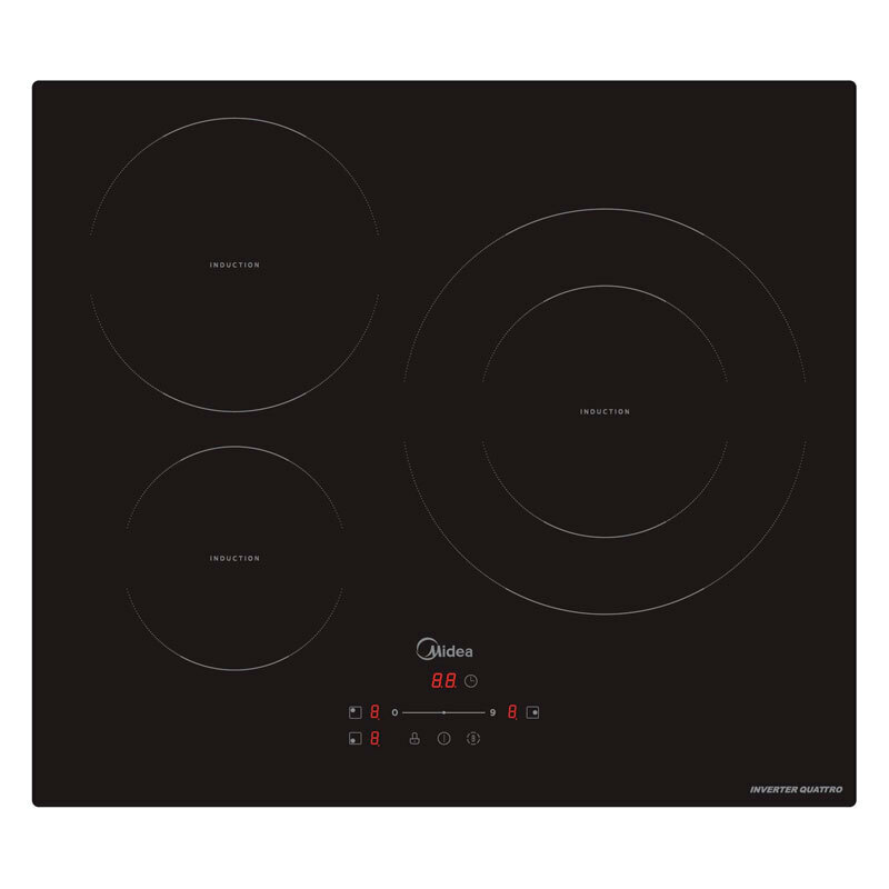 Placa de inducción Midea MIH740T278K0 – Inverter Quattro, 3 zonas (29 cm), Boost 7.400 W