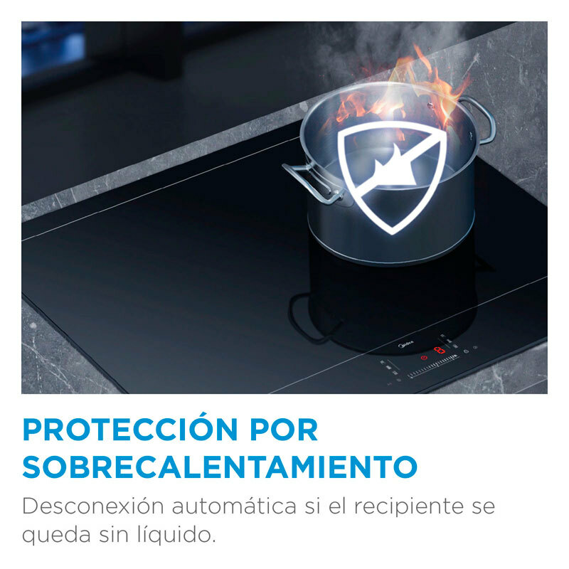 Placa de inducción Midea MIH740T467K0 – 3 zonas, inductor 32 cm, 7,4 kW Booster