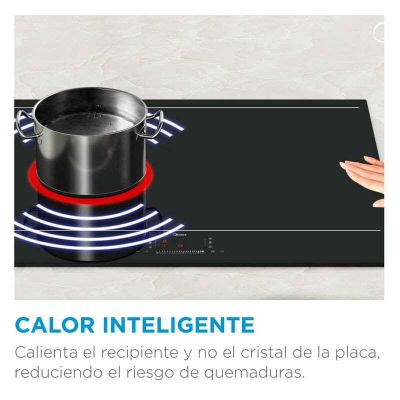 Placa de inducción Midea MIH740T467K0 – 3 zonas, inductor 32 cm, 7,4 kW Booster