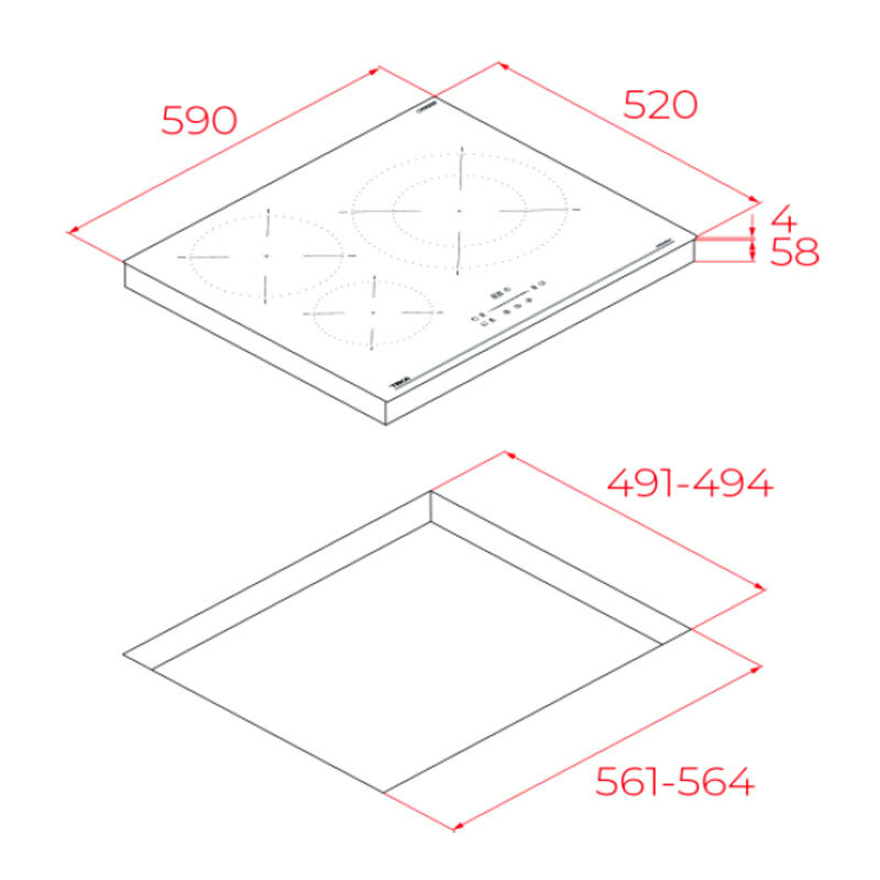 Placa de inducción Teka IBC 63110 SSM BK – 3 zonas (180/290 mm), Control MonoSlider, 7.400 W